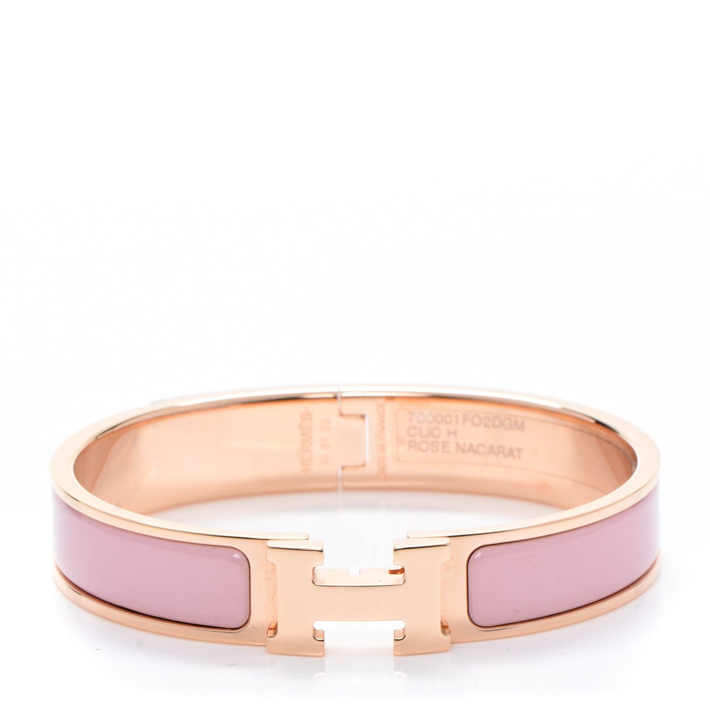 Enamel Narrow Clic Clac H Bracelet GM Rose Nacarat