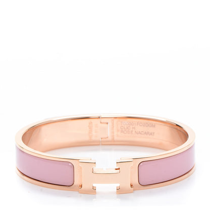 Hermes Enamel Narrow Clic Clac H Bracelet GM Rose Nacarat 1 of 7