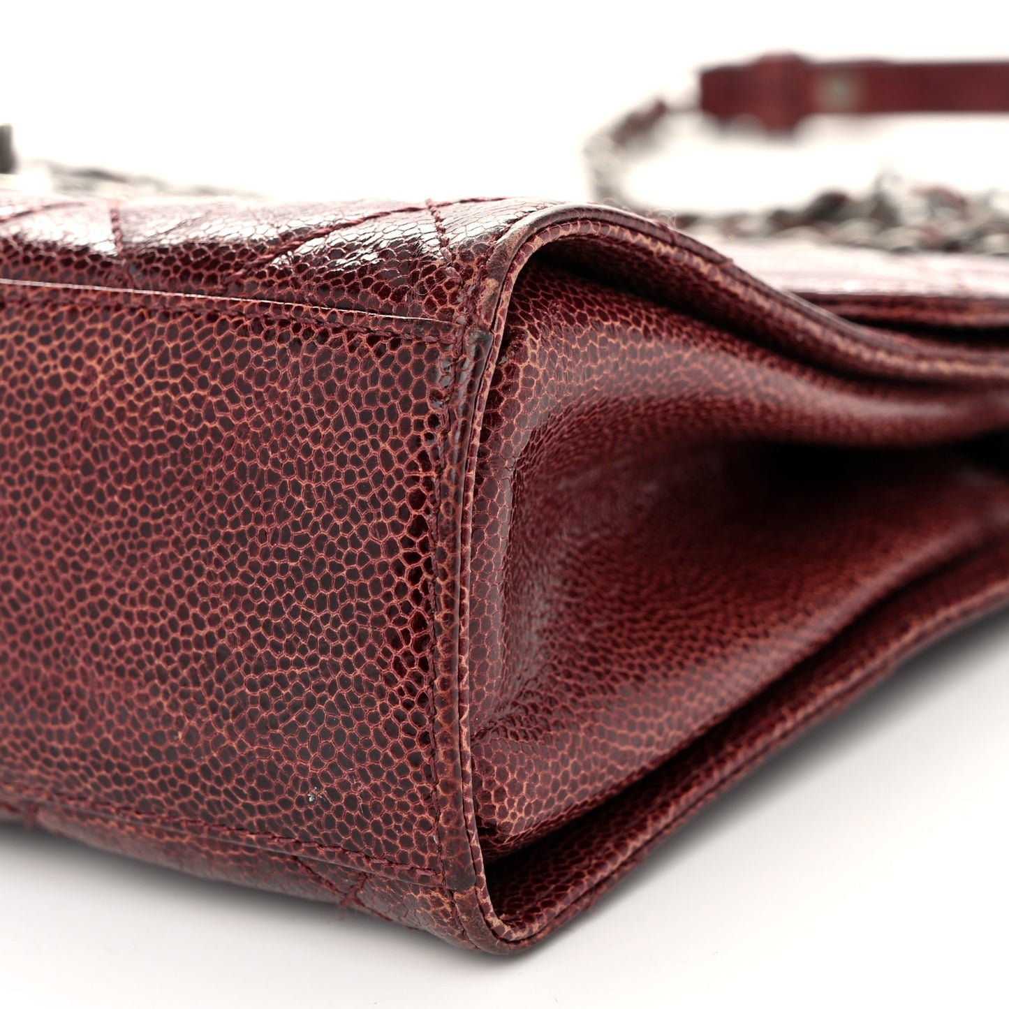 Crumpled Grained Calfskin Medium CC Crave Flap Bordeaux
