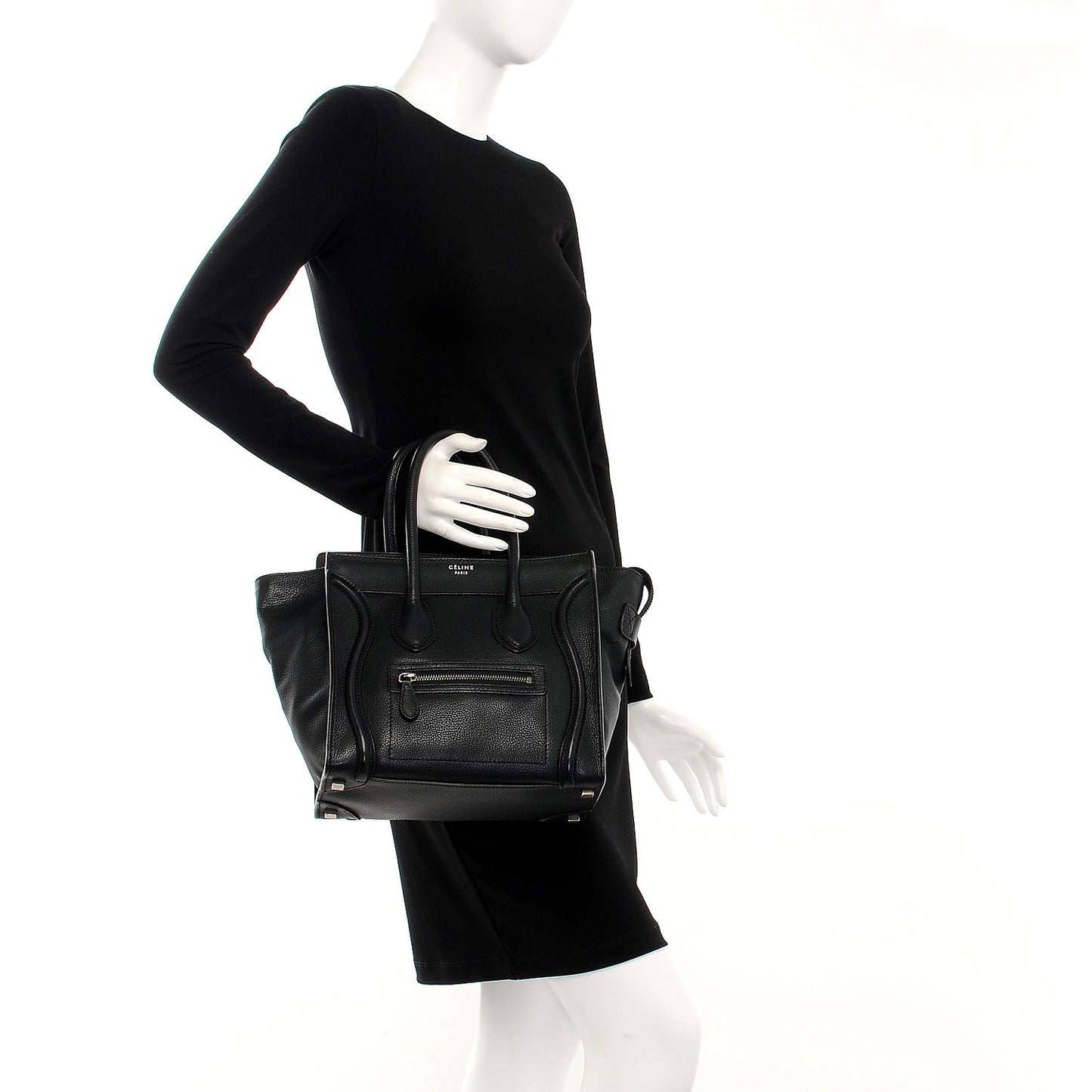 Drummed Calfskin Micro Luggage Black