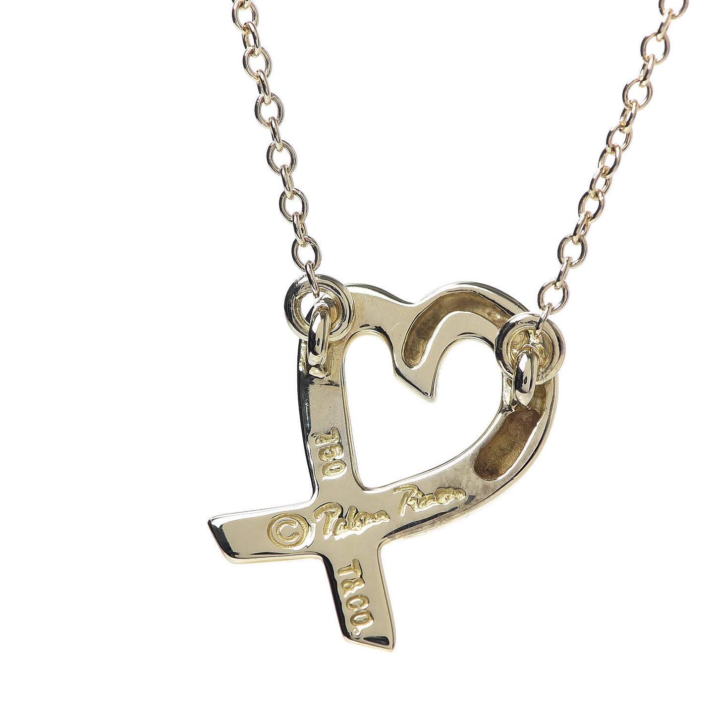 18K Yellow Gold Small Paloma Picasso Loving Heart Pendant Necklace