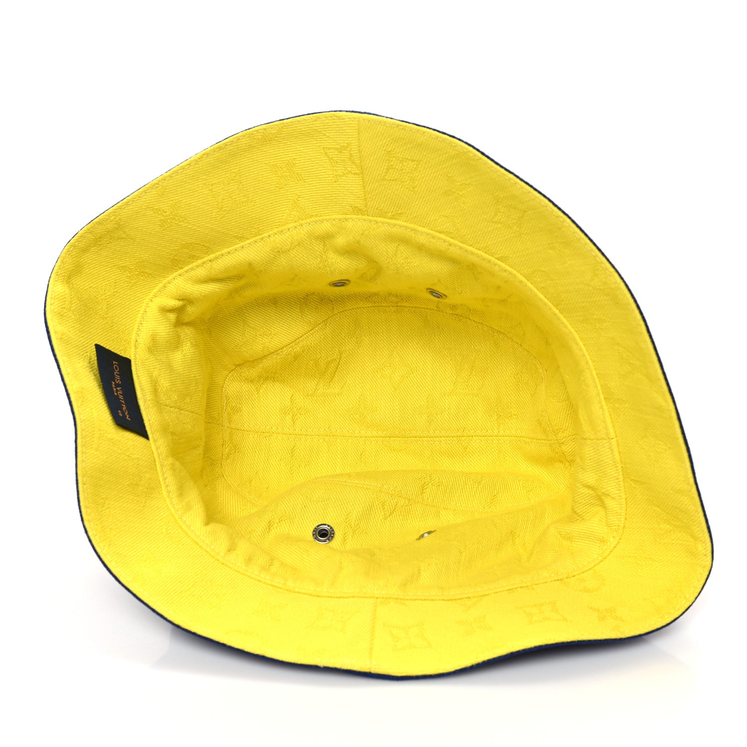 Louis Vuitton Canvas Monogram Reversible Everyday Bucket Hat 60 Blue White Yellow 12 of 13