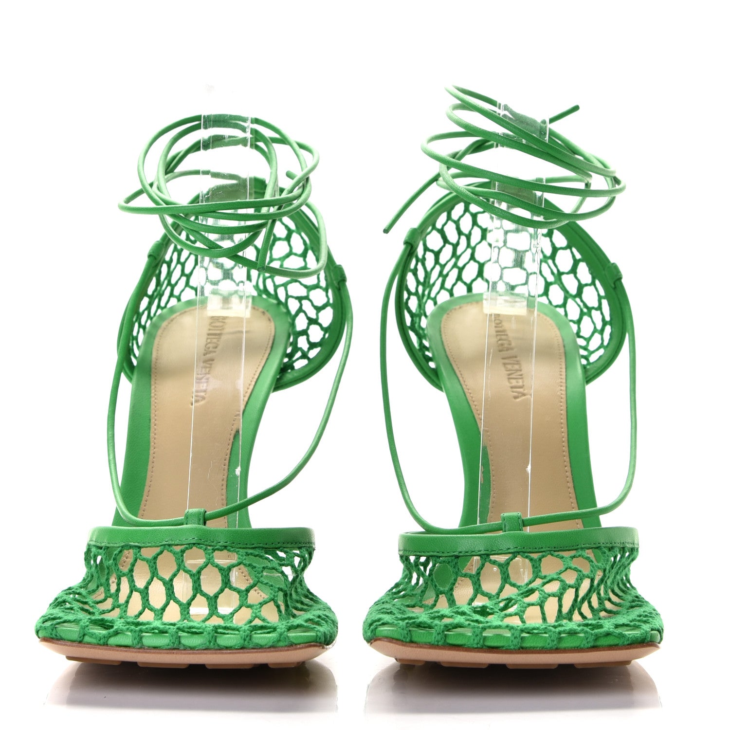 Bottega Veneta Mesh Nappa Stretch Ankle Tie 90mm Sandals 40.5 Grass 2 of 8