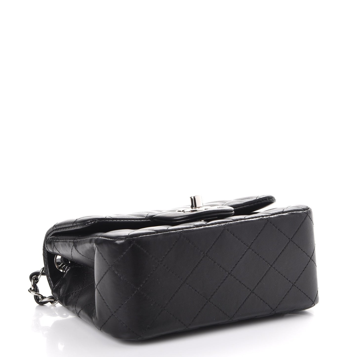 Lambskin Quilted Mini Square Flap Black