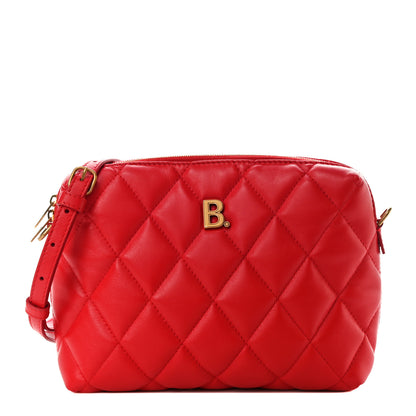 Balenciaga Nappa Calfskin Quilted Touch B Camera Shoulder Bag Bright Red 1 of 10