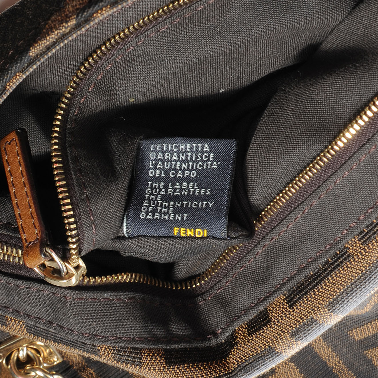 Fendi Zucca Vitello Acqua Maxi Baguette Shoulder Bag Tobacco 9 of 10