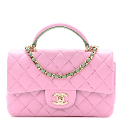 Chanel Lambskin Quilted Mini Top Handle Rectangular Flap Lilac Light Green 1 of 10