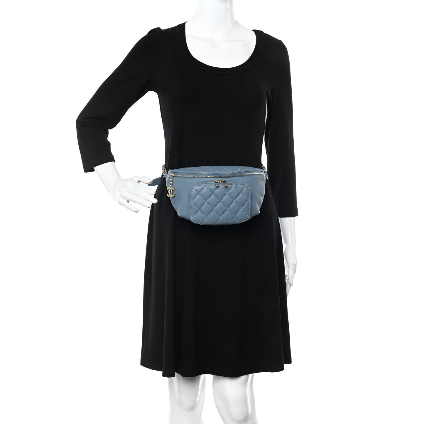 Caviar Quilted Business Affinity Waist Bag Blue