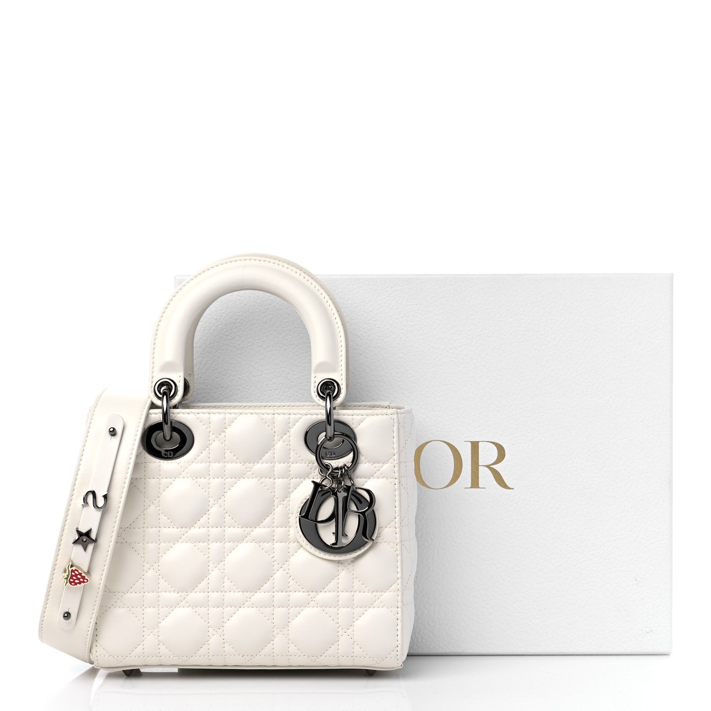 Lambskin Cannage Small My ABCDior Lady Dior White