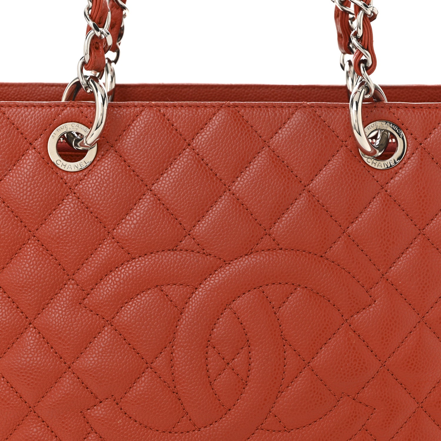 Chanel Caviar Quilted Grand Shopping Tote GST Red 8 of 10