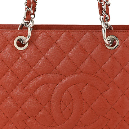Chanel Caviar Quilted Grand Shopping Tote GST Red 8 of 10