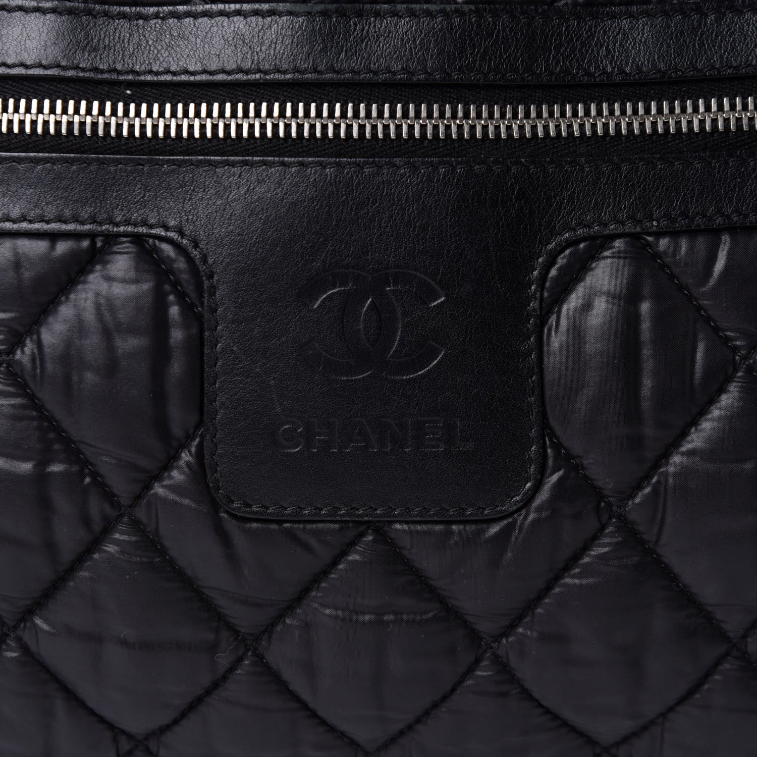 Chanel Nylon Quilted Coco Cocoon Medium Reversible Tote Black Red 6 of 8