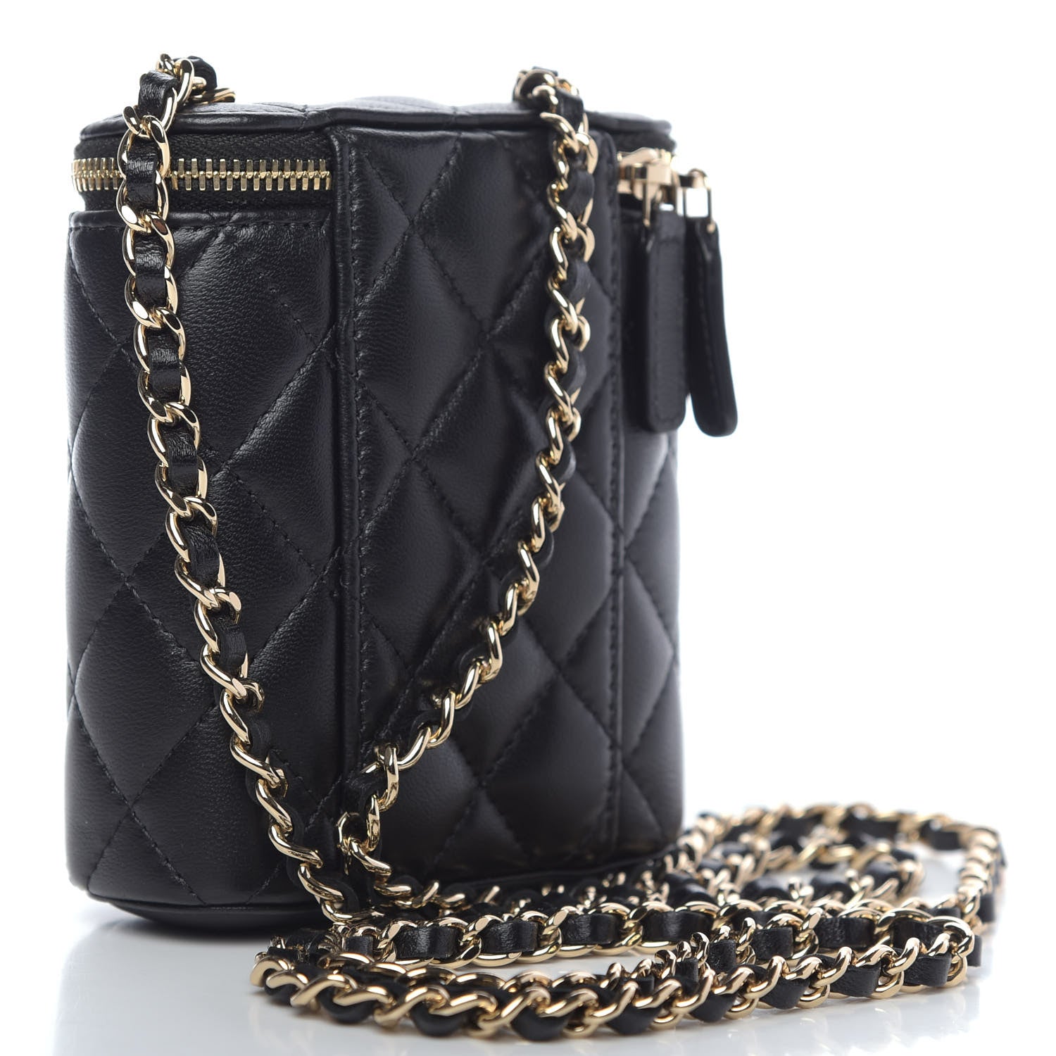 Chanel Lambskin Quilted Small Vertical Coco Beauty Vanity Case With Chain Black 3 of 10