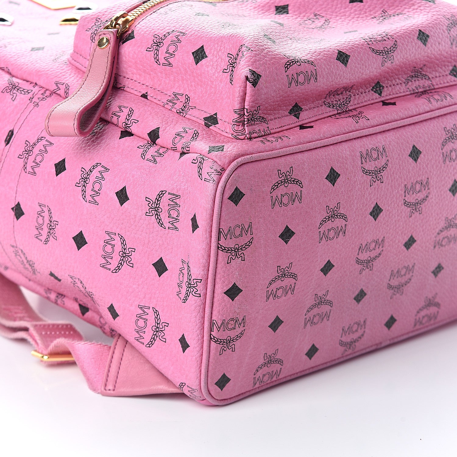 MCM Visetos Medium Sprinkle Stud Stark Backpack Pink 9 of 10