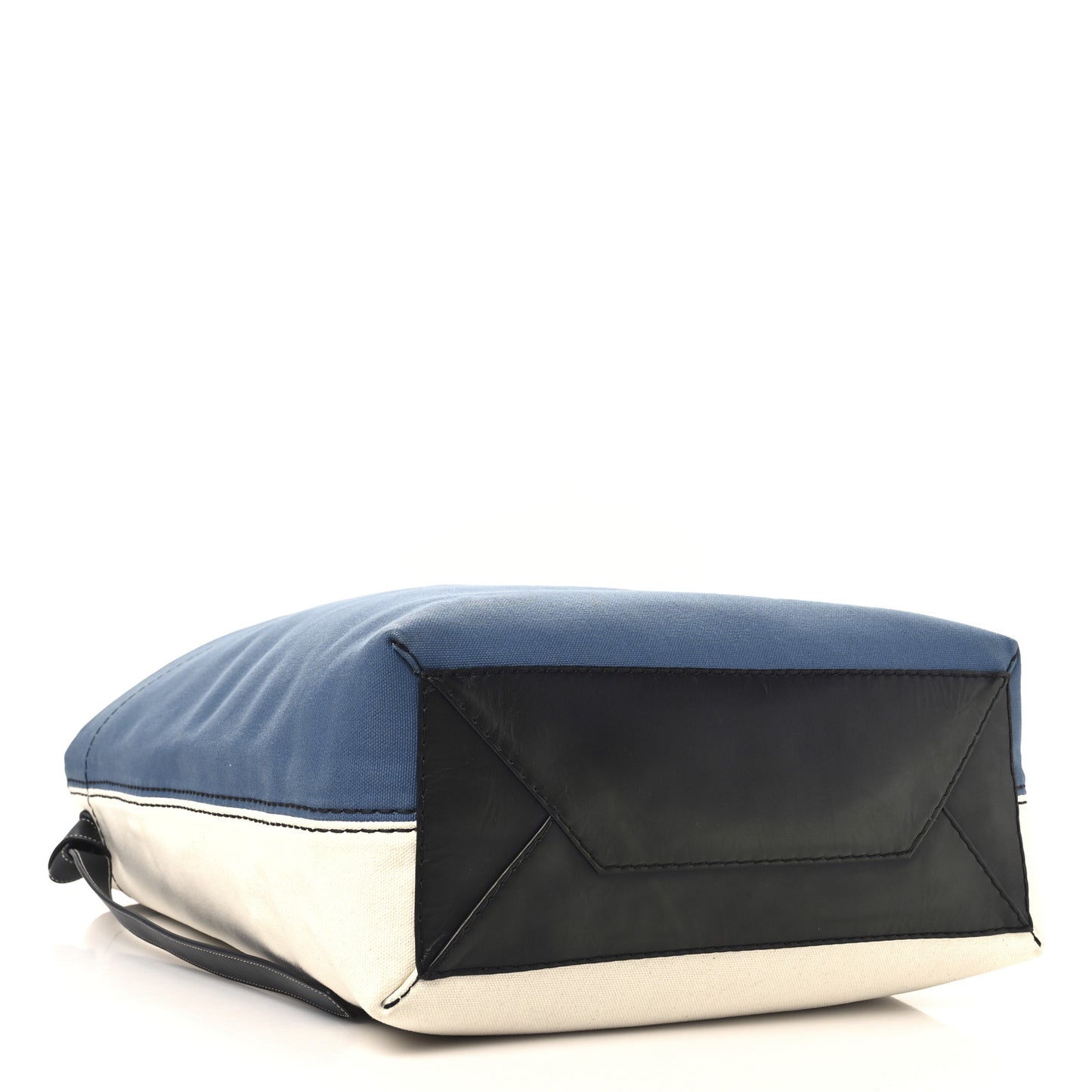 Canvas Calfskin Large Twisted Cabas Beige Blue