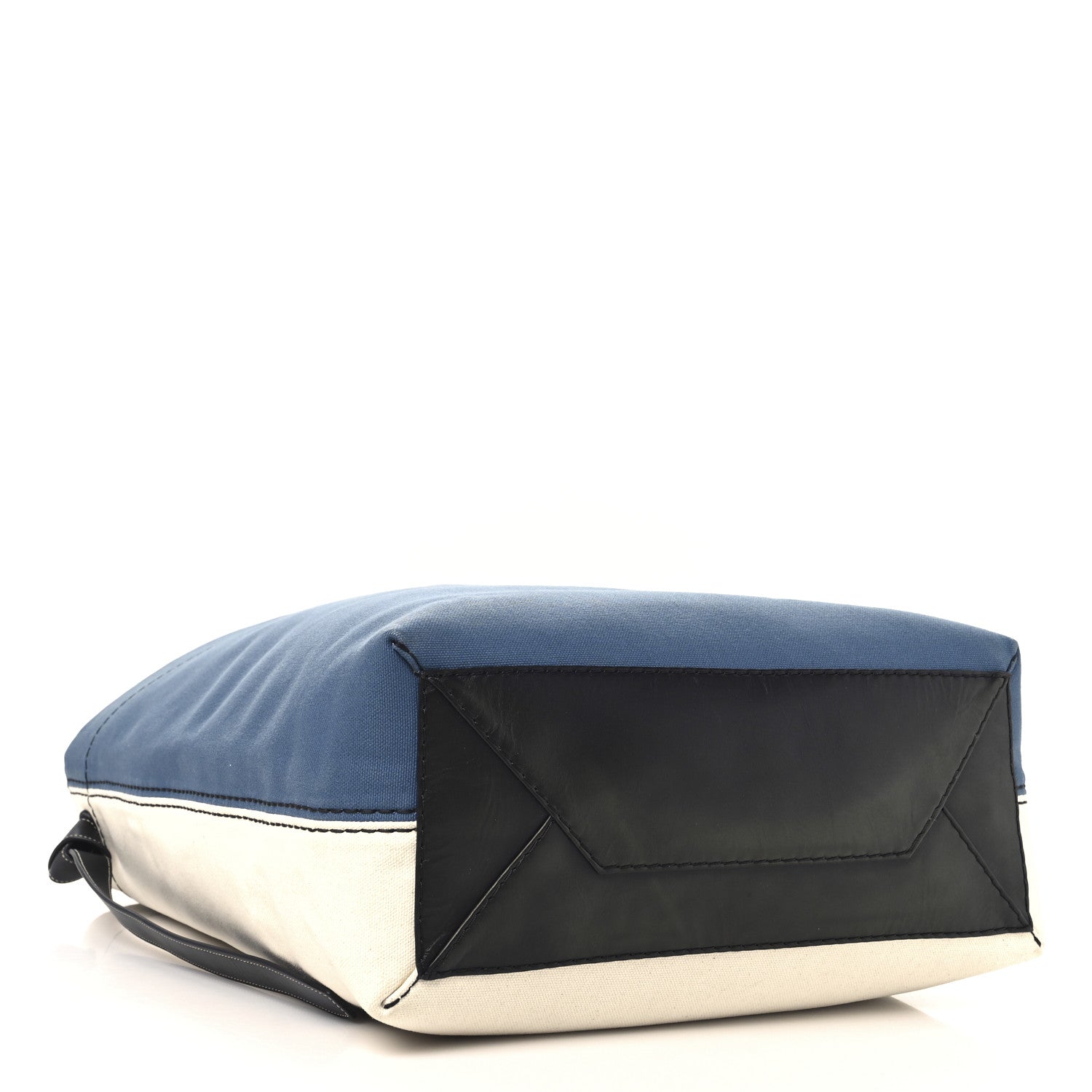 Celine Canvas Calfskin Large Twisted Cabas Beige Blue 4 of 9