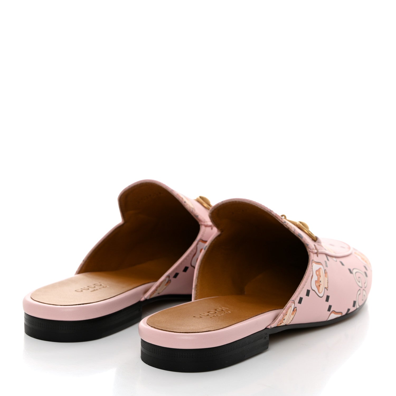 Gucci X PIKARAR Calfskin Monogram Print Womens Princetown Slippers 38 Pink Multicolor 4 of 9