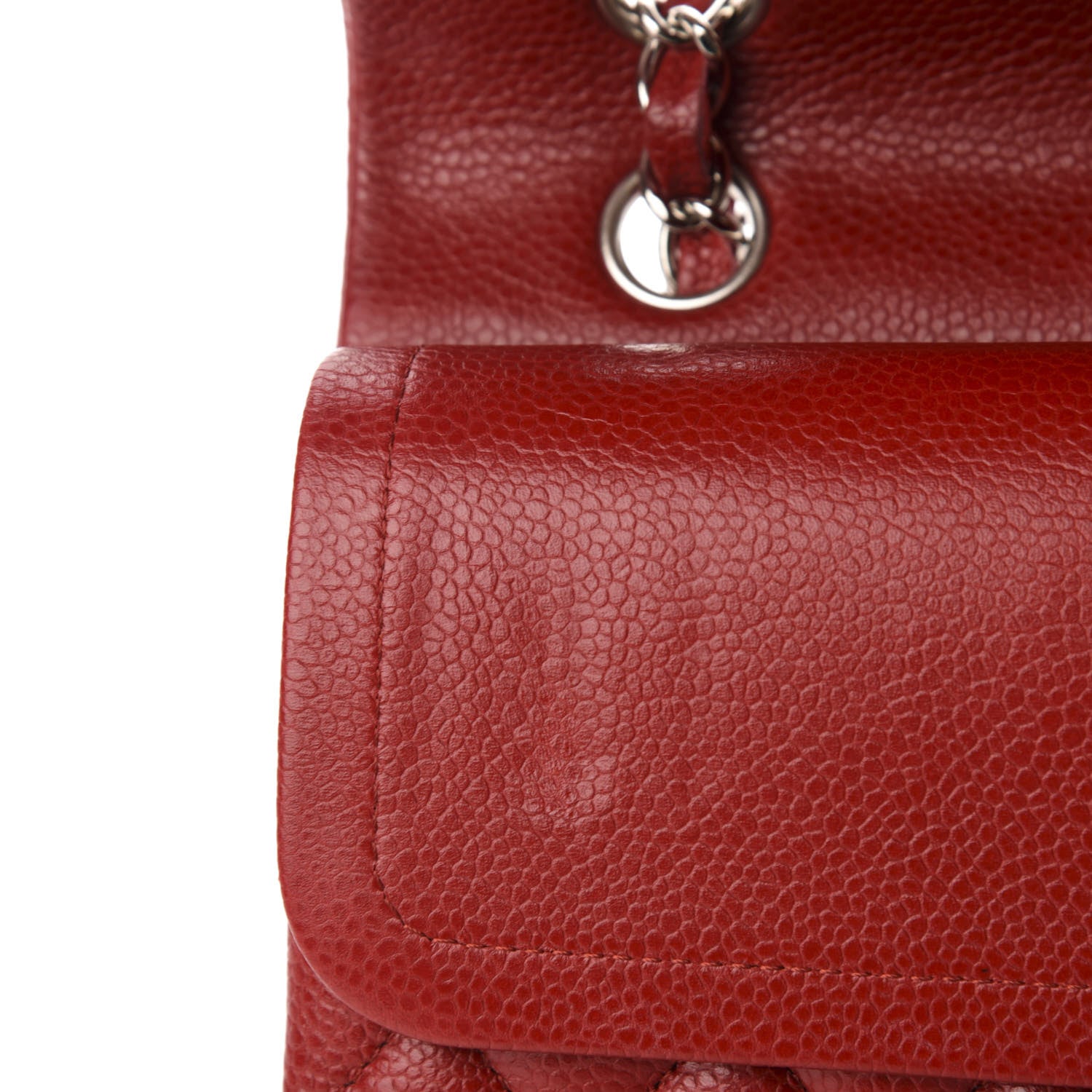 Chanel Caviar Quilted Medium Double Flap Dark Red 8 of 12