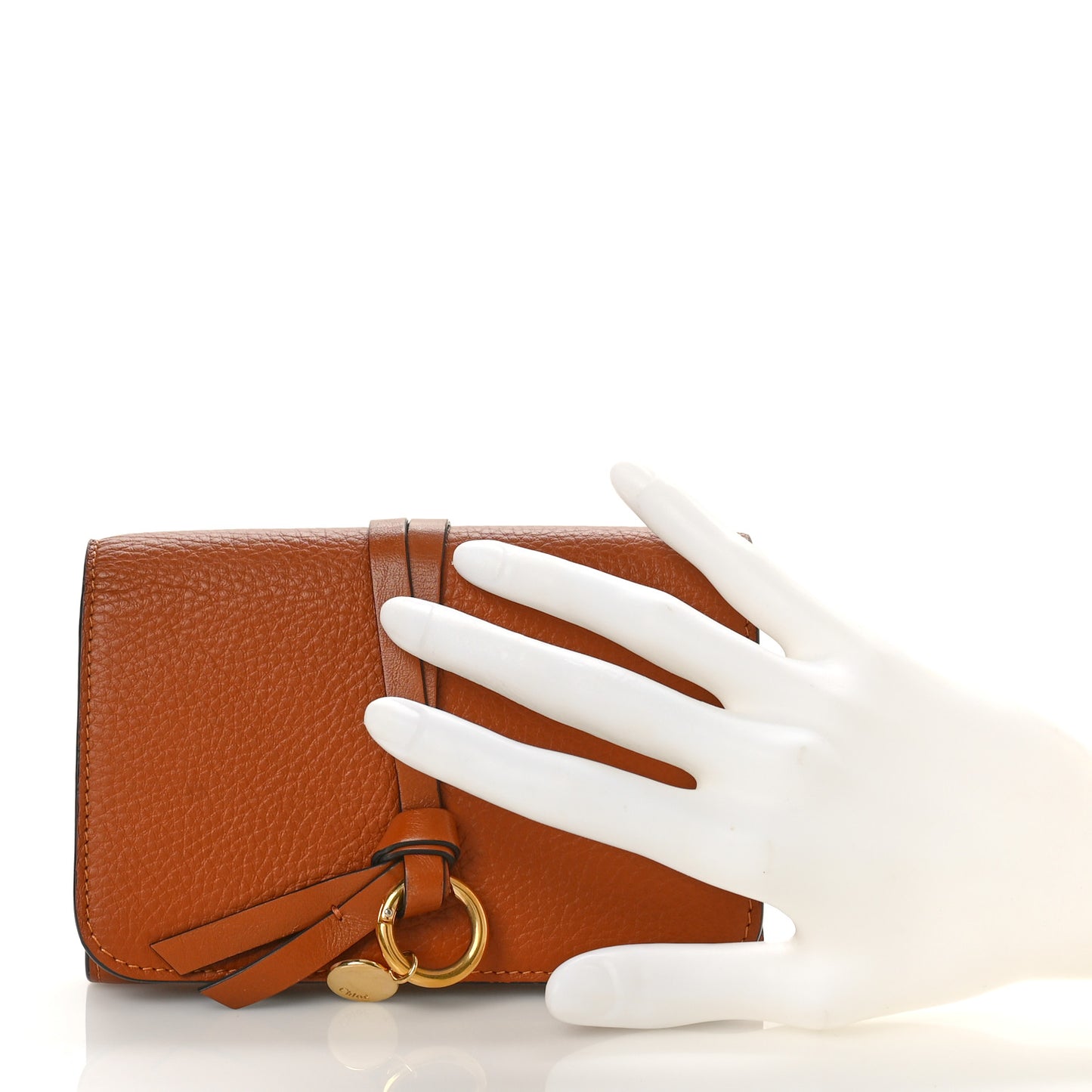Calfskin Alphabet Compact Wallet Blush Brown