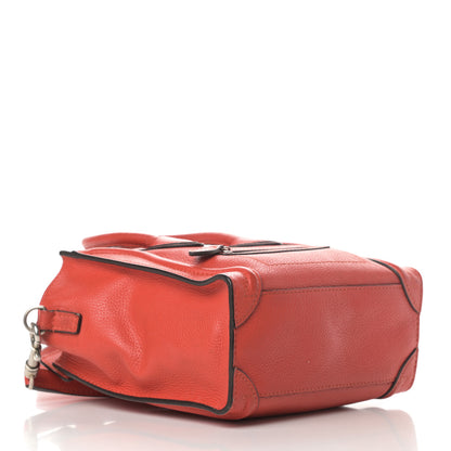 Celine Drummed Calfskin Nano Luggage Coquelicot 4 of 18
