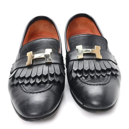 Hermes Goatskin Womens Royal Loafers 36 Black 3 of 12