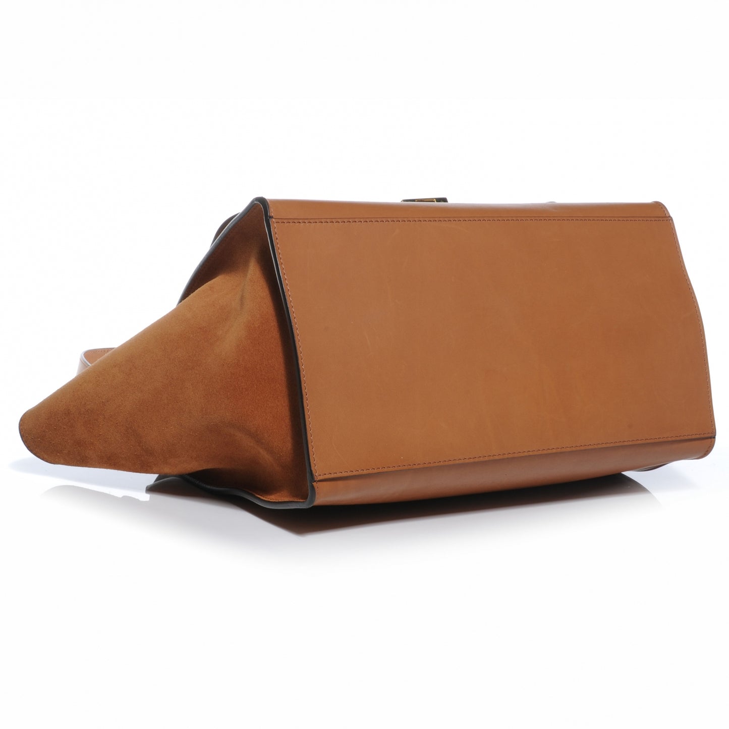Calfskin and Suede Small Trapeze Tan