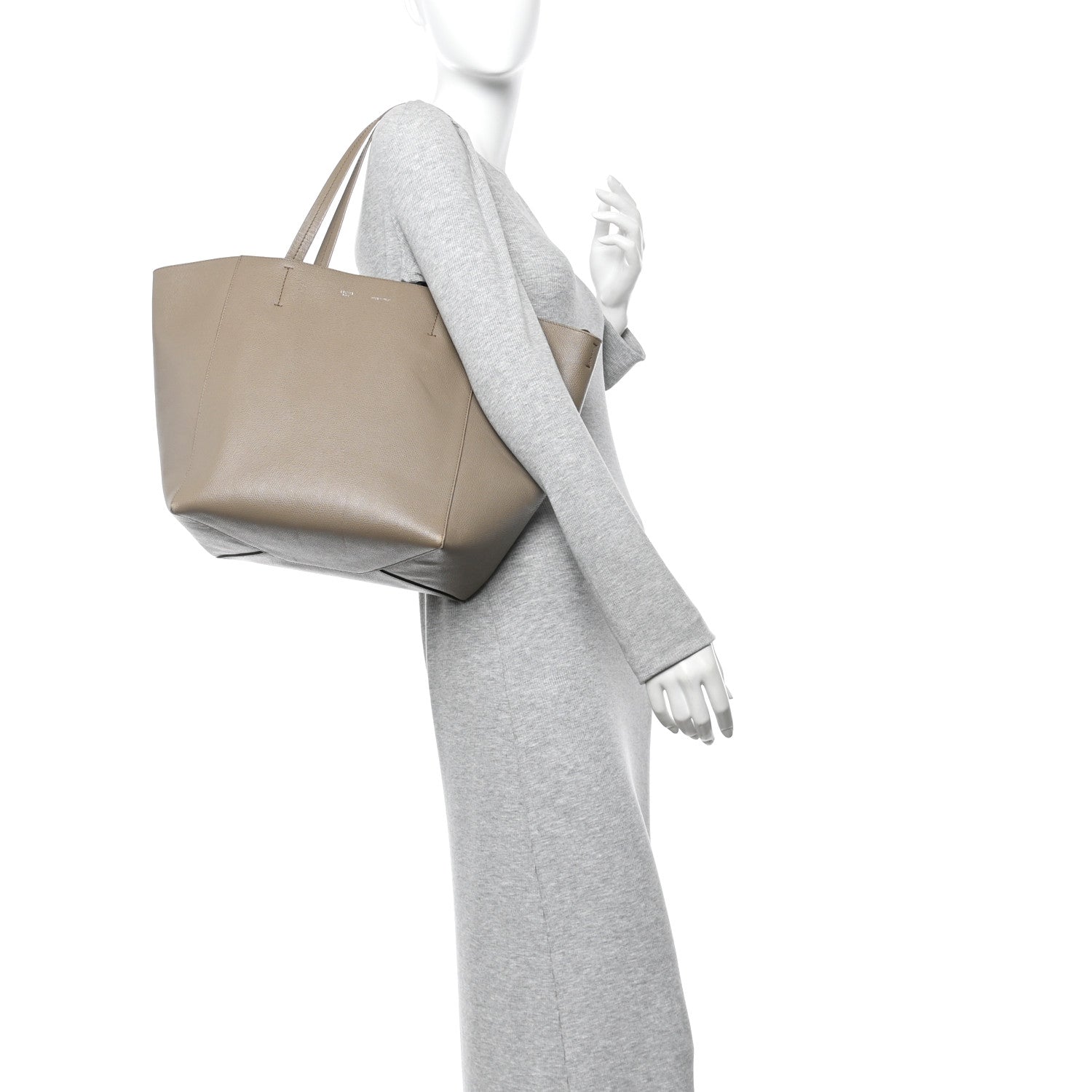 Celine Grained Calfskin Medium Horizontal Cabas Phantom Taupe