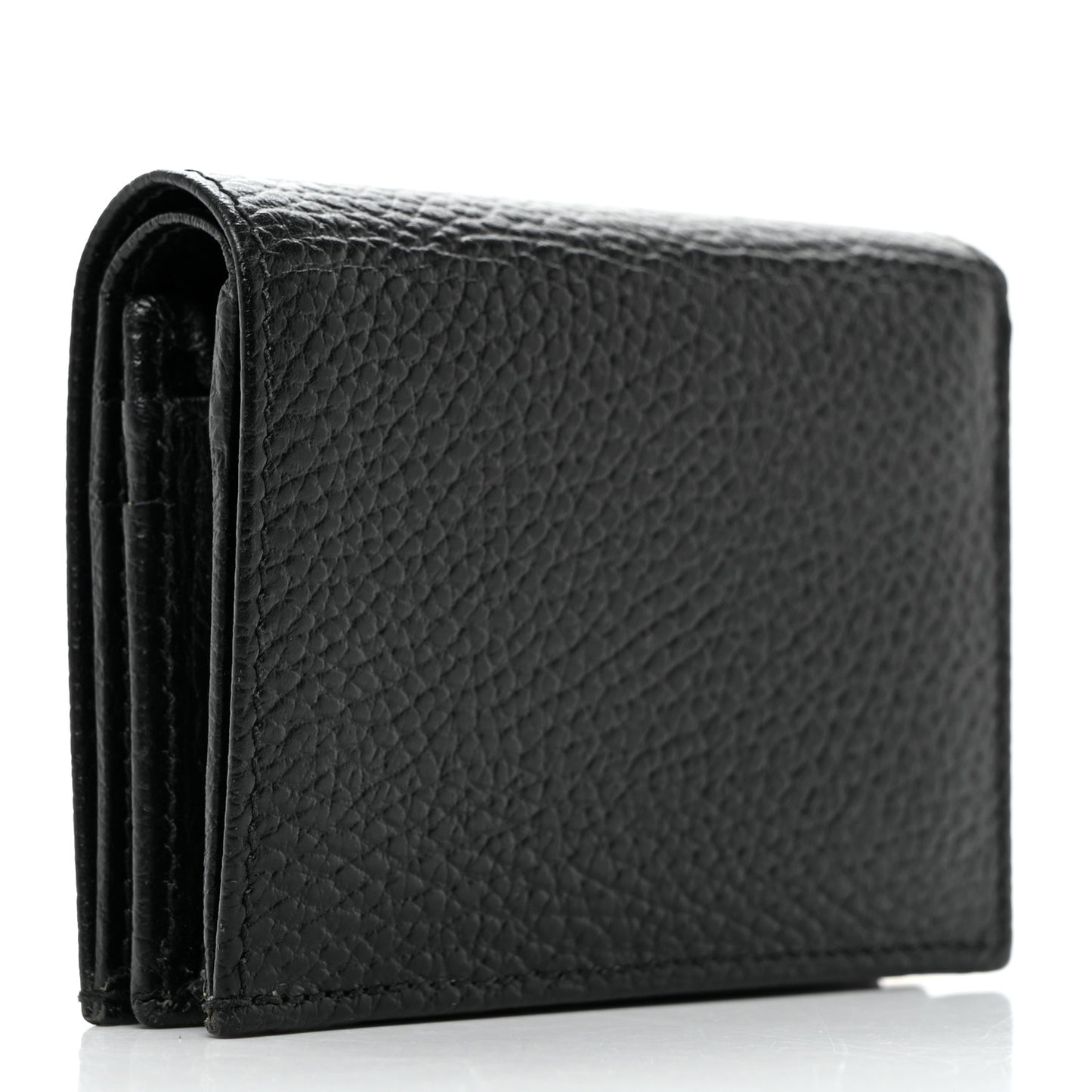 Pebbled Calfskin GG Marmont Card Case Black