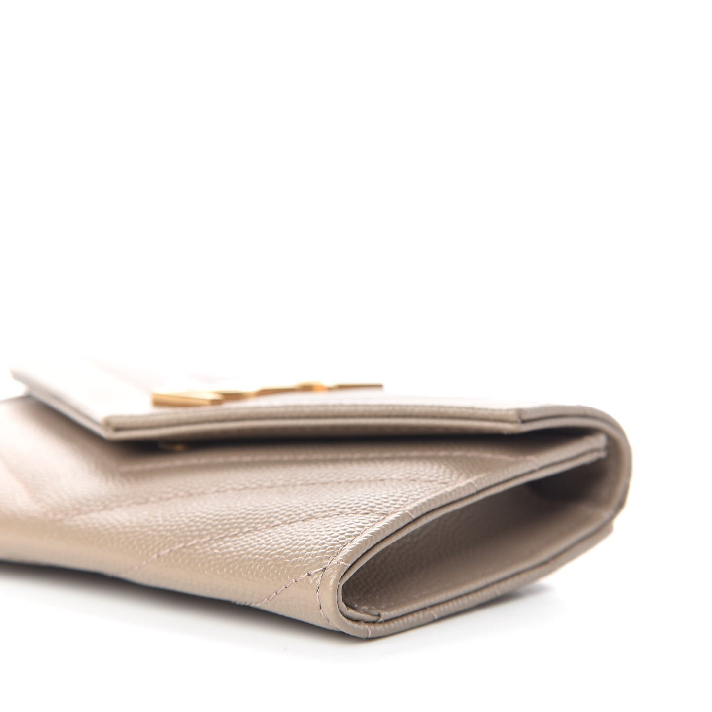 Grain De Poudre Matelasse Chevron Small Monogram Envelope Wallet Dark Beige
