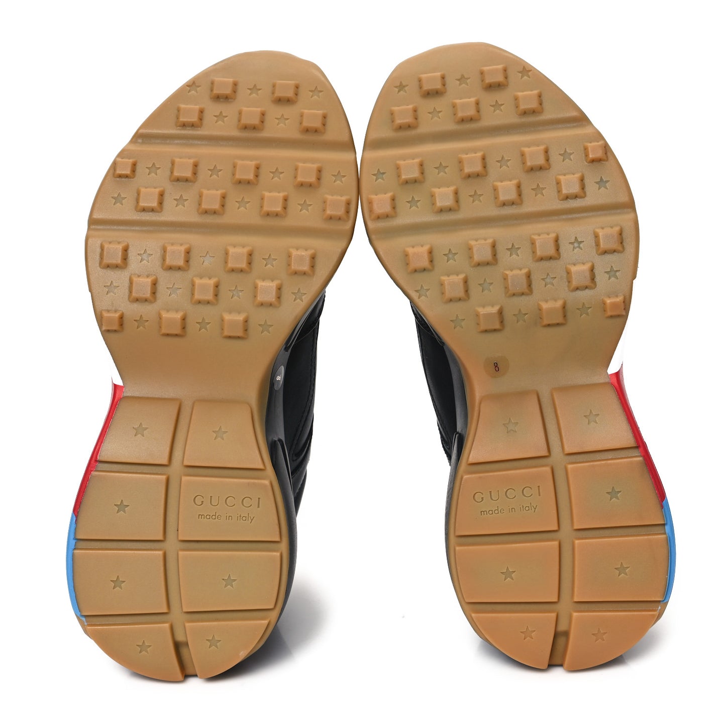 Calfskin Web Printed Mens Rhyton Sneakers 8 Black