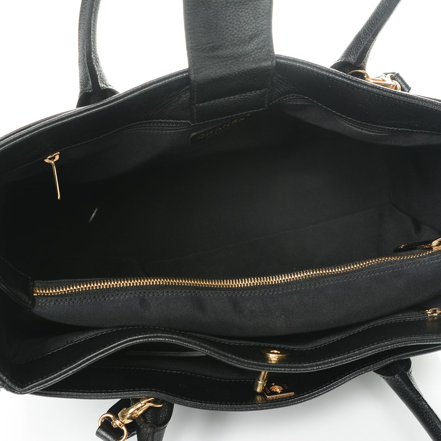 Calfskin Cerf Executive Shopper Tote Black