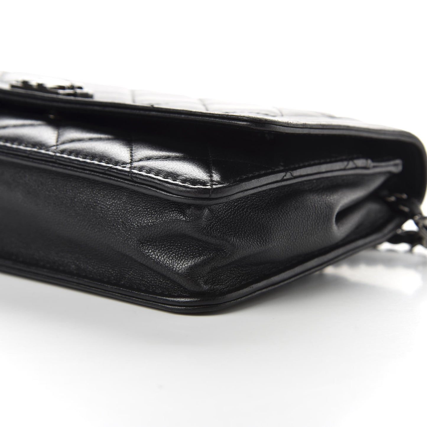 Lambskin Quilted Boy Wallet On Chain WOC Black