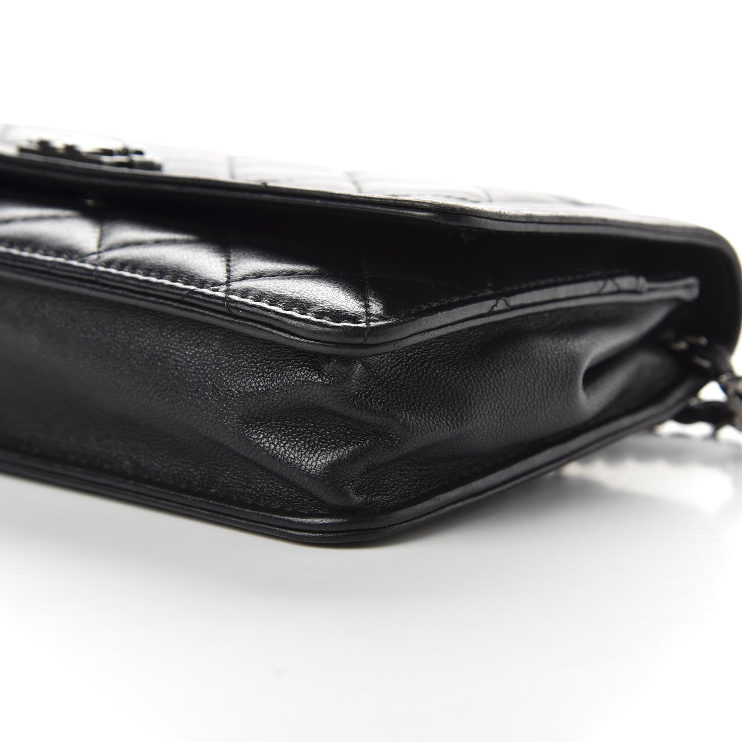 Chanel Lambskin Quilted Boy Wallet On Chain WOC Black 9 of 11