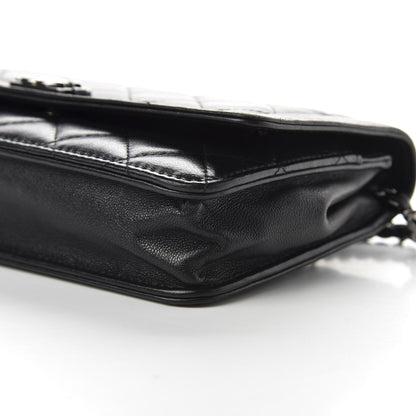 Chanel Lambskin Quilted Boy Wallet On Chain WOC Black 9 of 11