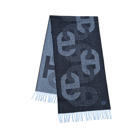 Hermes Cashmere Circuit 24 Faubourg Muffler Marine Ciel 2 of 5