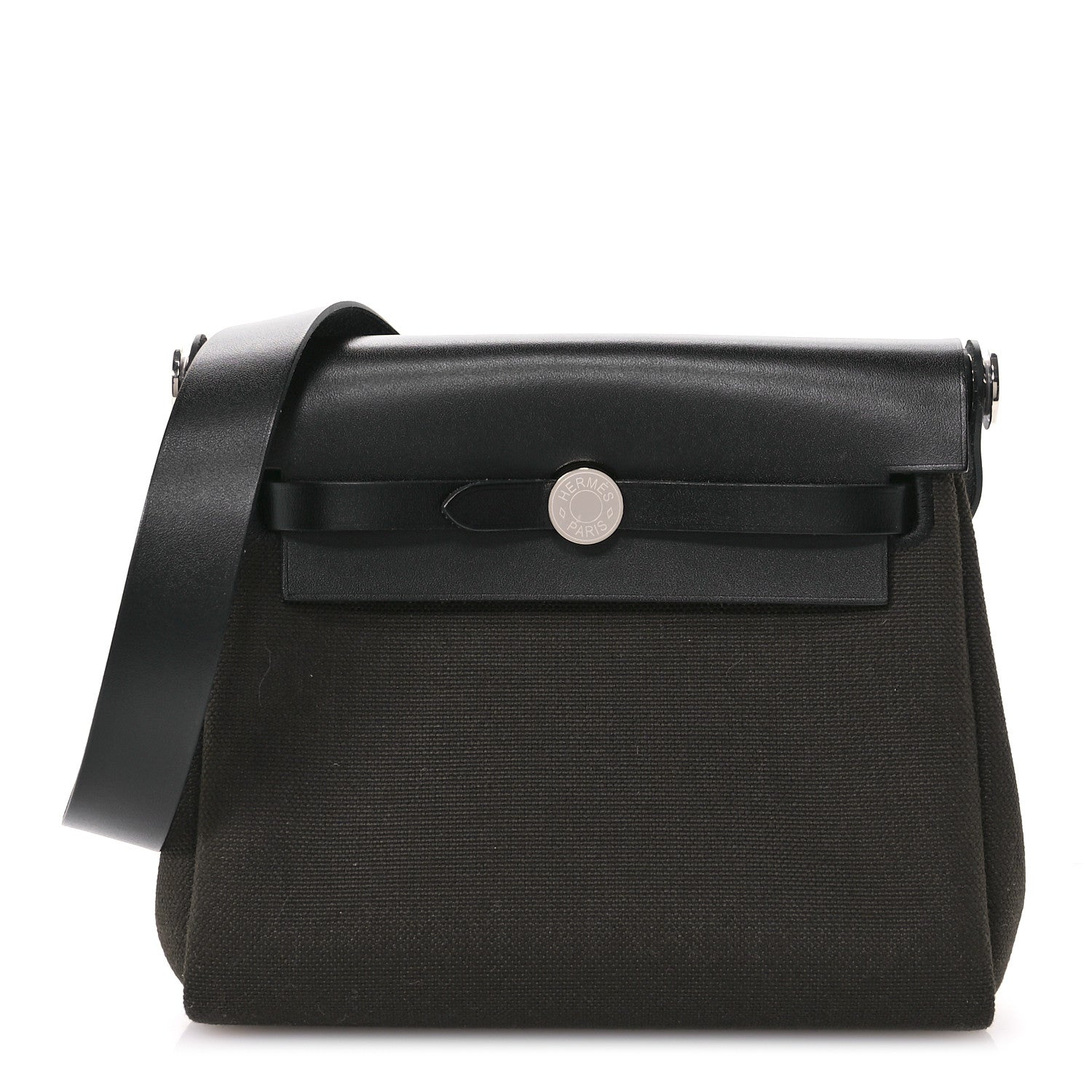 Hermes Military Toile Vache Hunter Herbag Zip Retourne 20 Vert De Gris Black 1 of 11