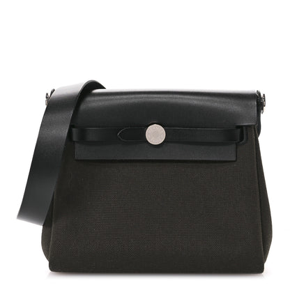 Hermes Military Toile Vache Hunter Herbag Zip Retourne 20 Vert De Gris Black 1 of 11