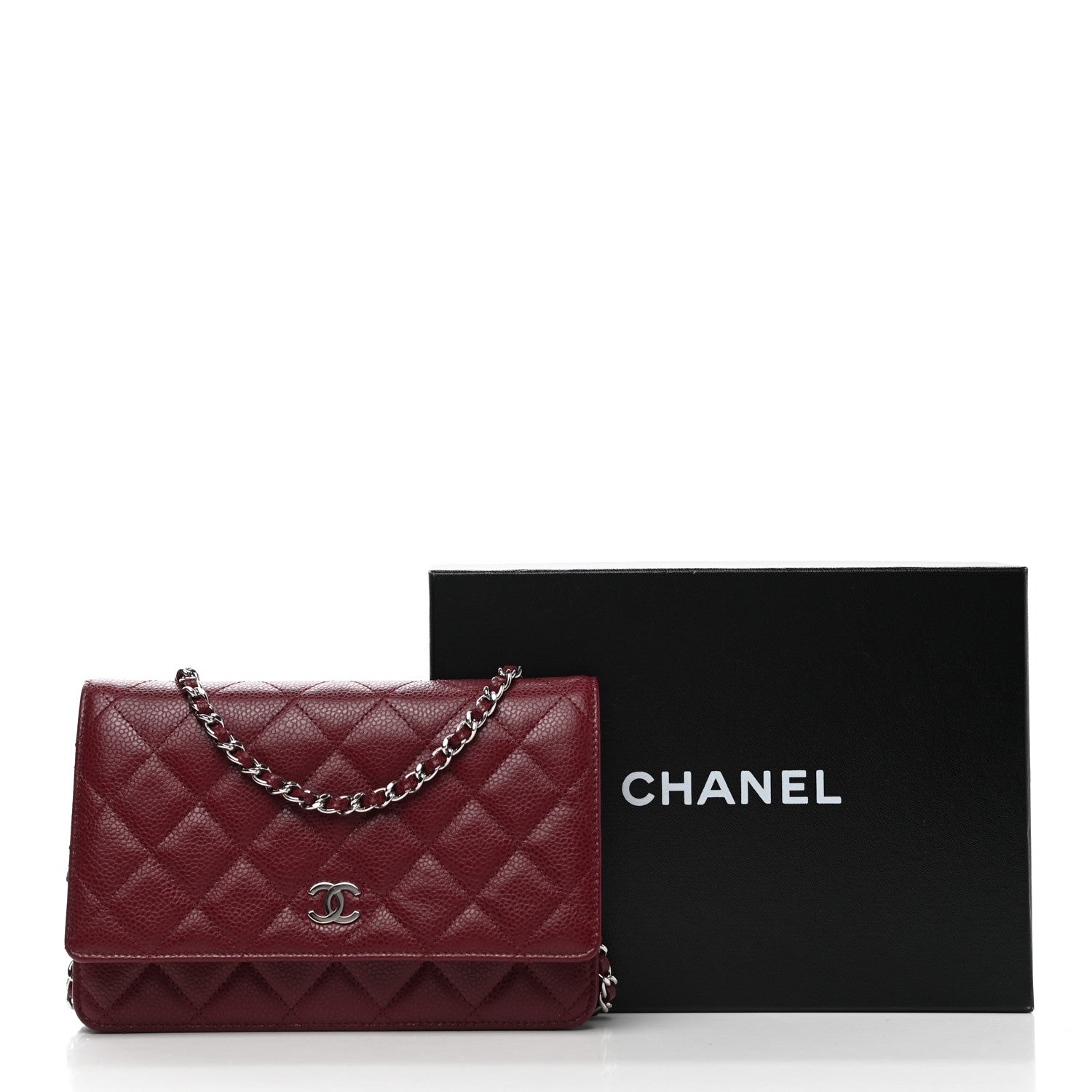 Chanel Caviar Quilted Wallet on Chain WOC Burgundy 12 of 12