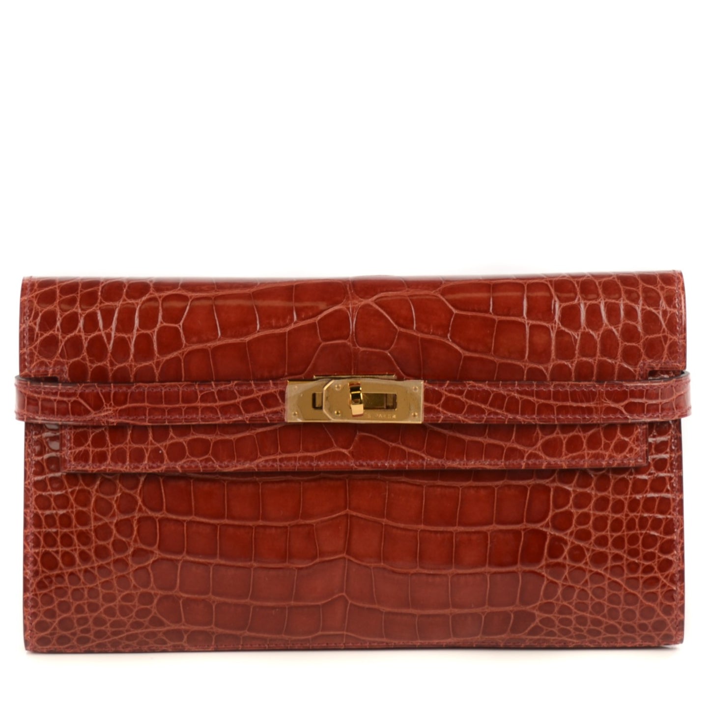 Shiny Alligator Kelly Longue Wallet Rouge H