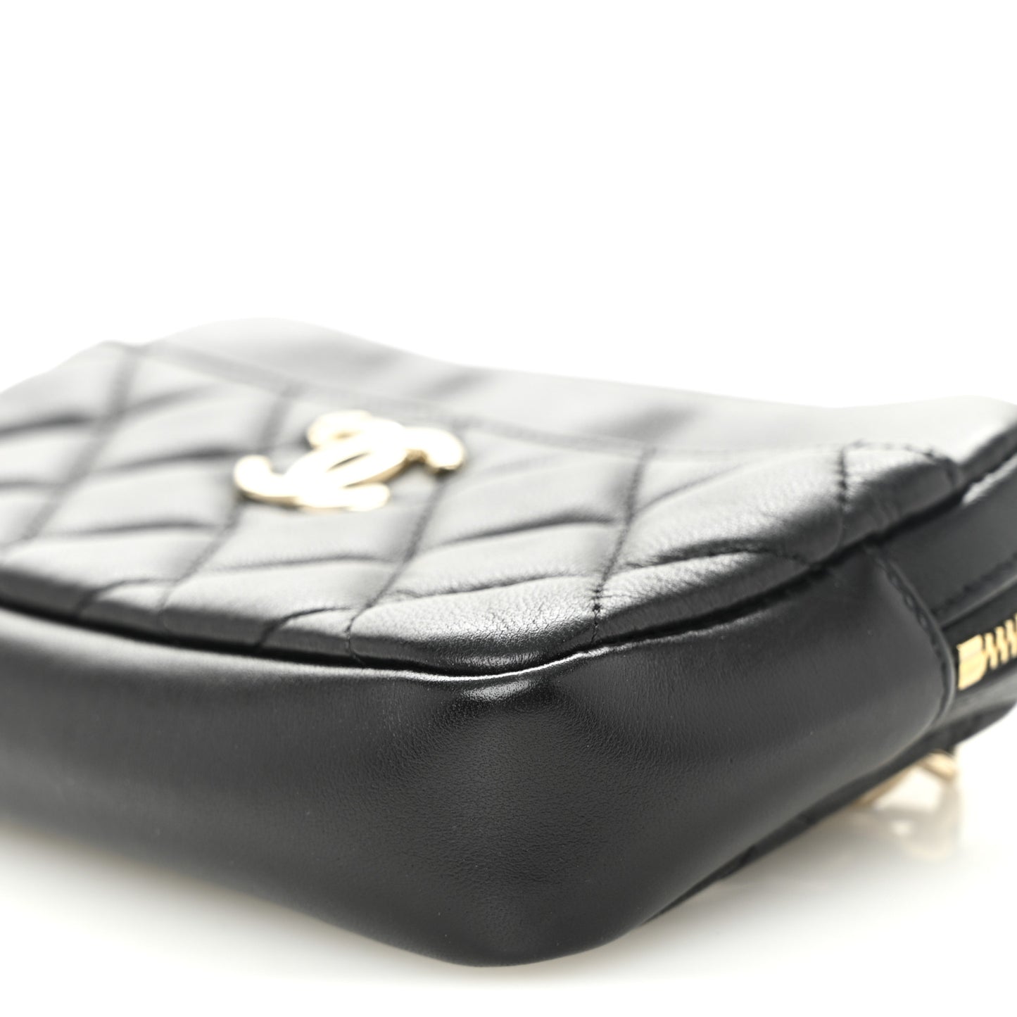 Lambskin Quilted Waist Bag Black