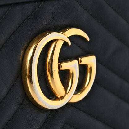 Gucci Calfskin Matelasse Small GG Marmont Chain Shoulder Bag Black 11 of 15