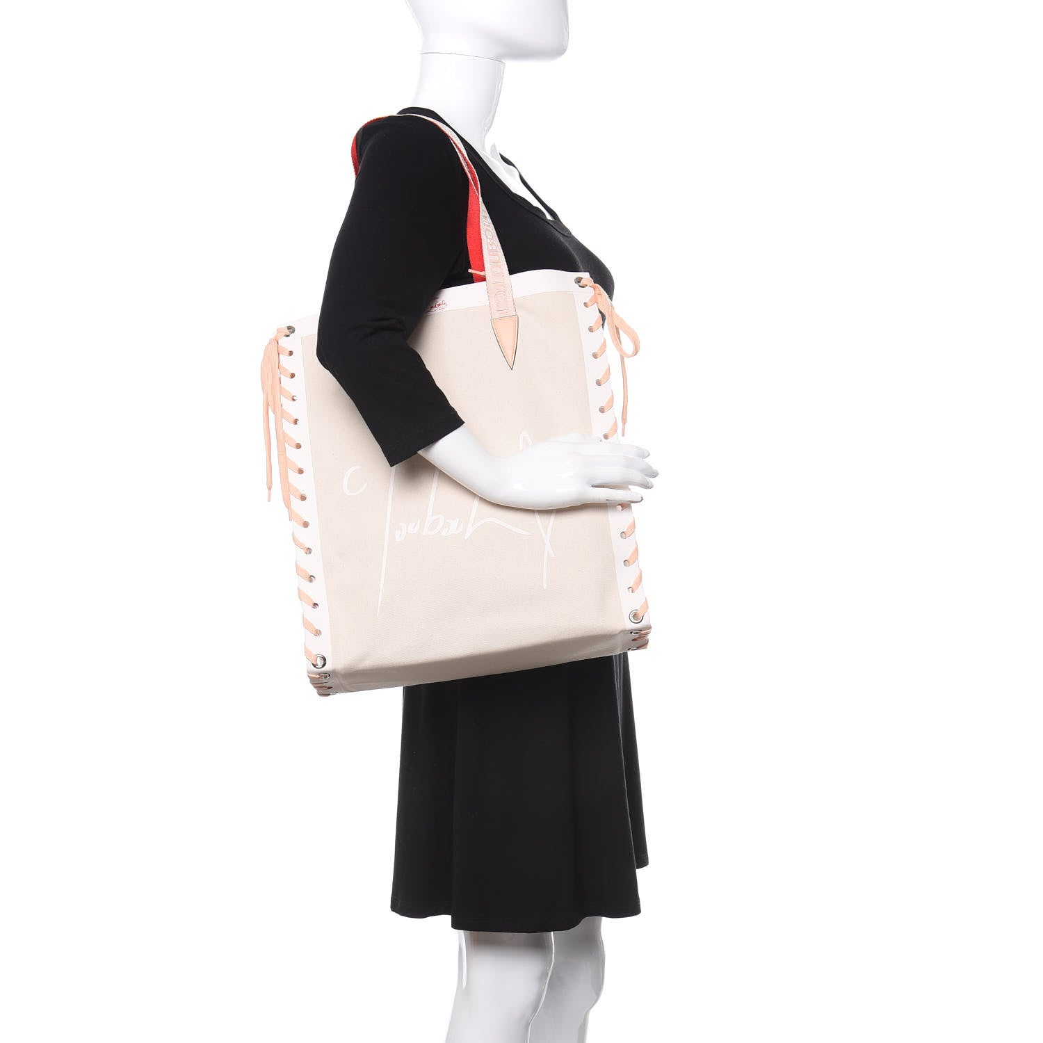 Christian Louboutin Braided Canvas Small Cabalace Shopper Tote Beige 2 of 10