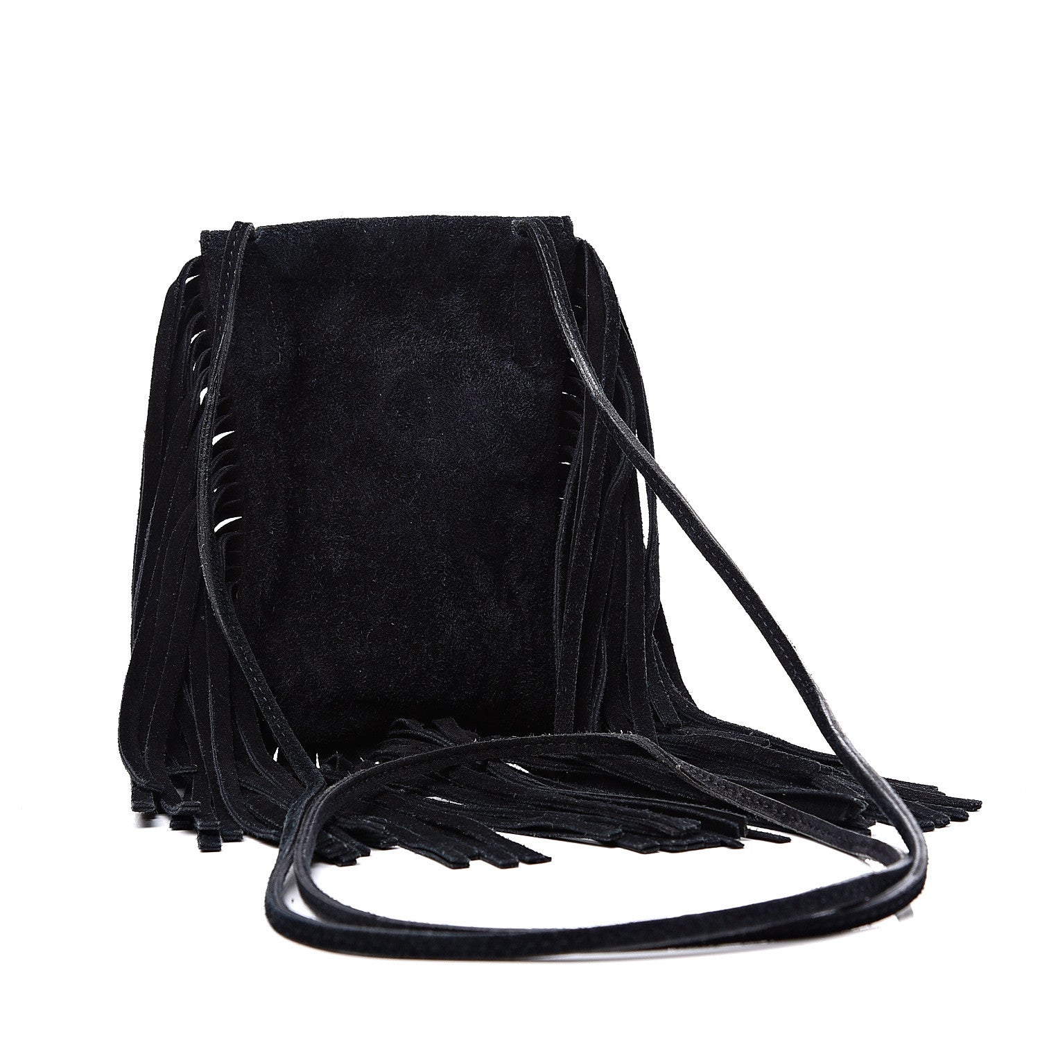Saint Laurent Suede Fringe Toy Monogram Anita Crossbody Bag Black 2 of 9