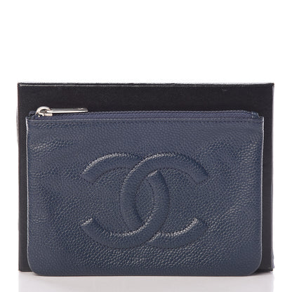 Chanel Caviar Timeless CC Small Cosmetic Case Dark Blue 8 of 8