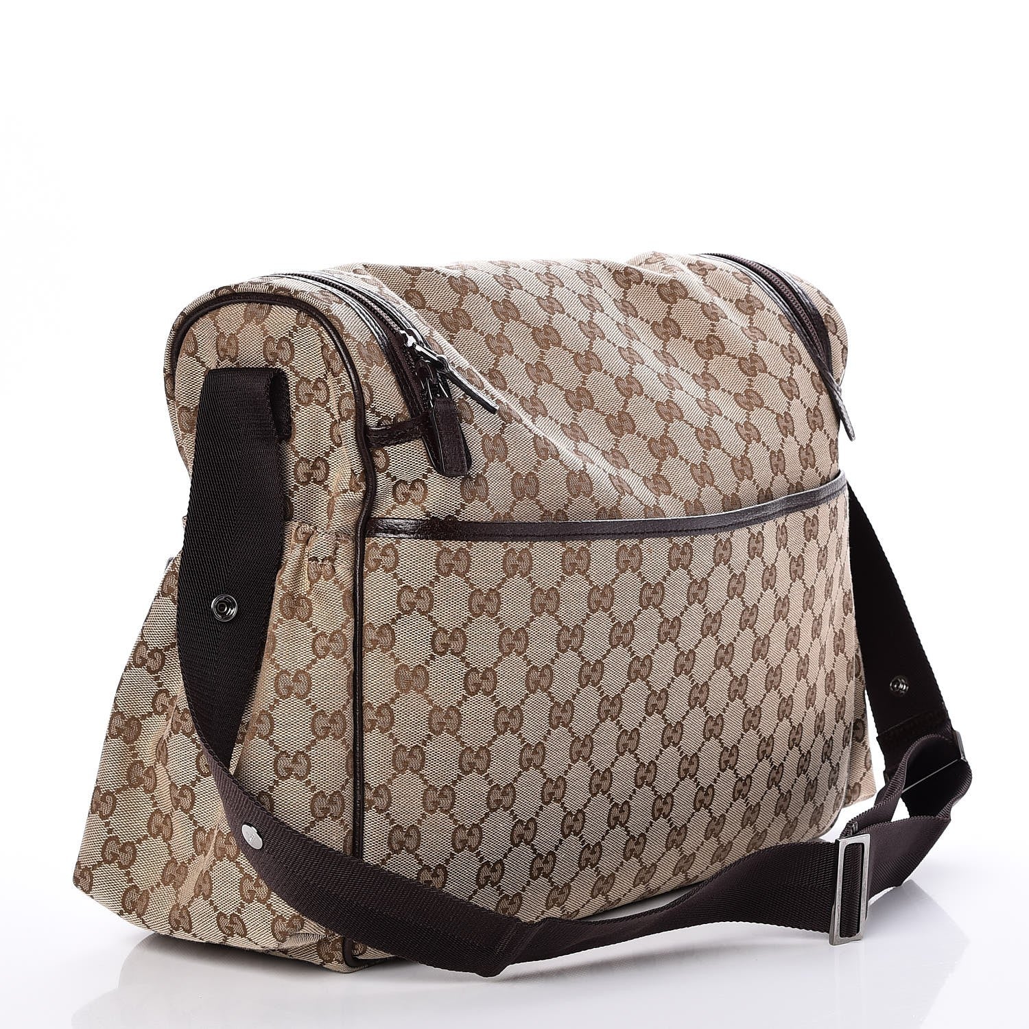 Gucci Monogram Natural Pigskin Large Diaper Bag Beige Ebony Cocoa Dark Chocolate 3 of 8