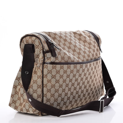 Gucci Monogram Natural Pigskin Large Diaper Bag Beige Ebony Cocoa Dark Chocolate 3 of 8