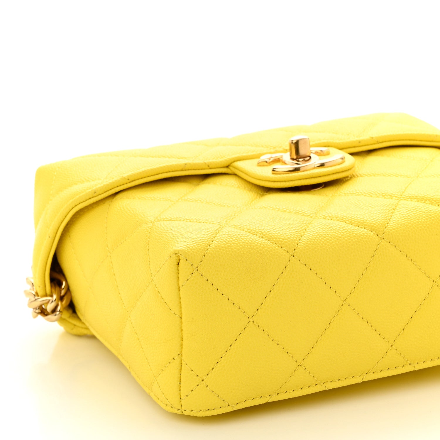 Chanel Caviar Quilted Handy Box Vanity Case Yellow 9 of 10