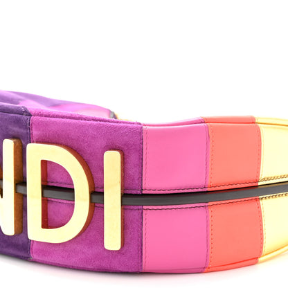 Fendi Vitello Seta Goatskin Suede Rainbow Inlay Small Fendigraphy Hobo Bag Multicolor Azzurro Baby 10 of 10