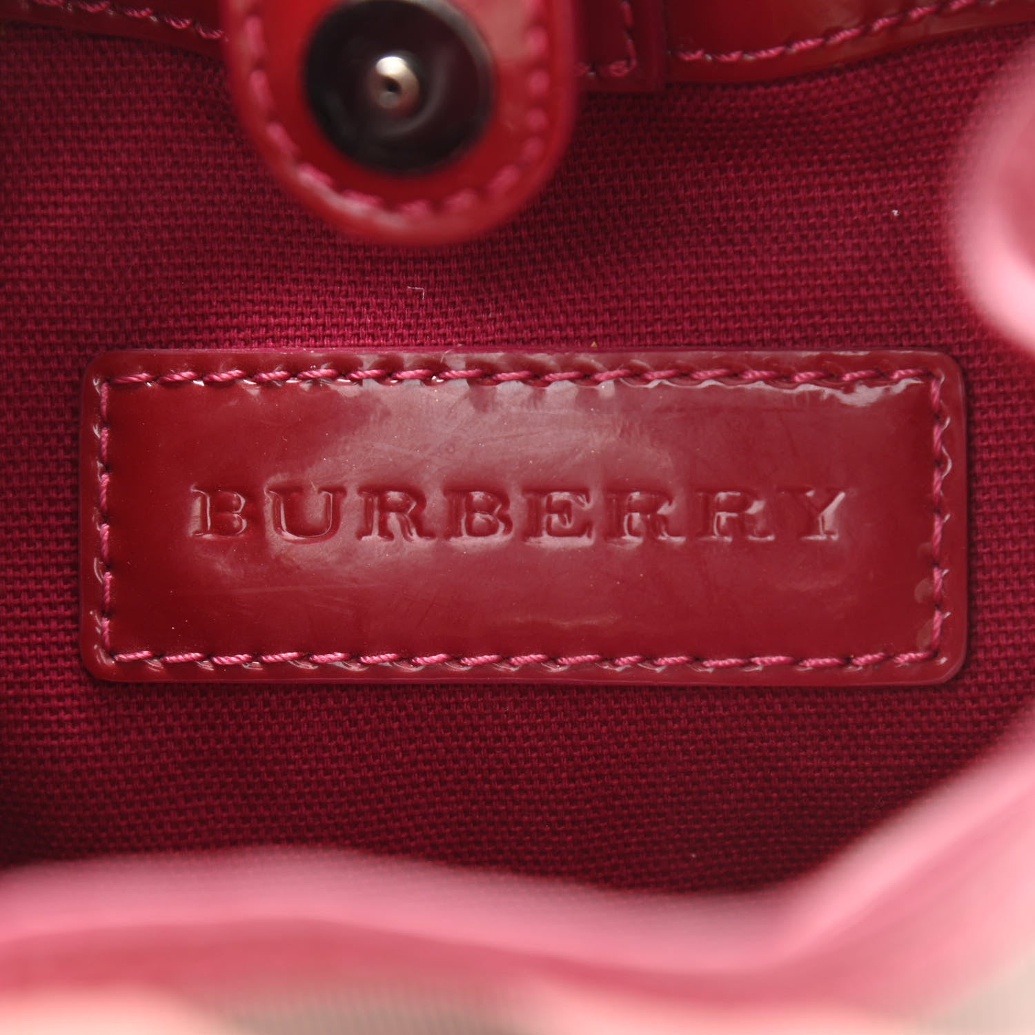 Burberry Patent Trim Gradient Nova Check Drawstring Shoulder Bag Raspberry 11 of 14