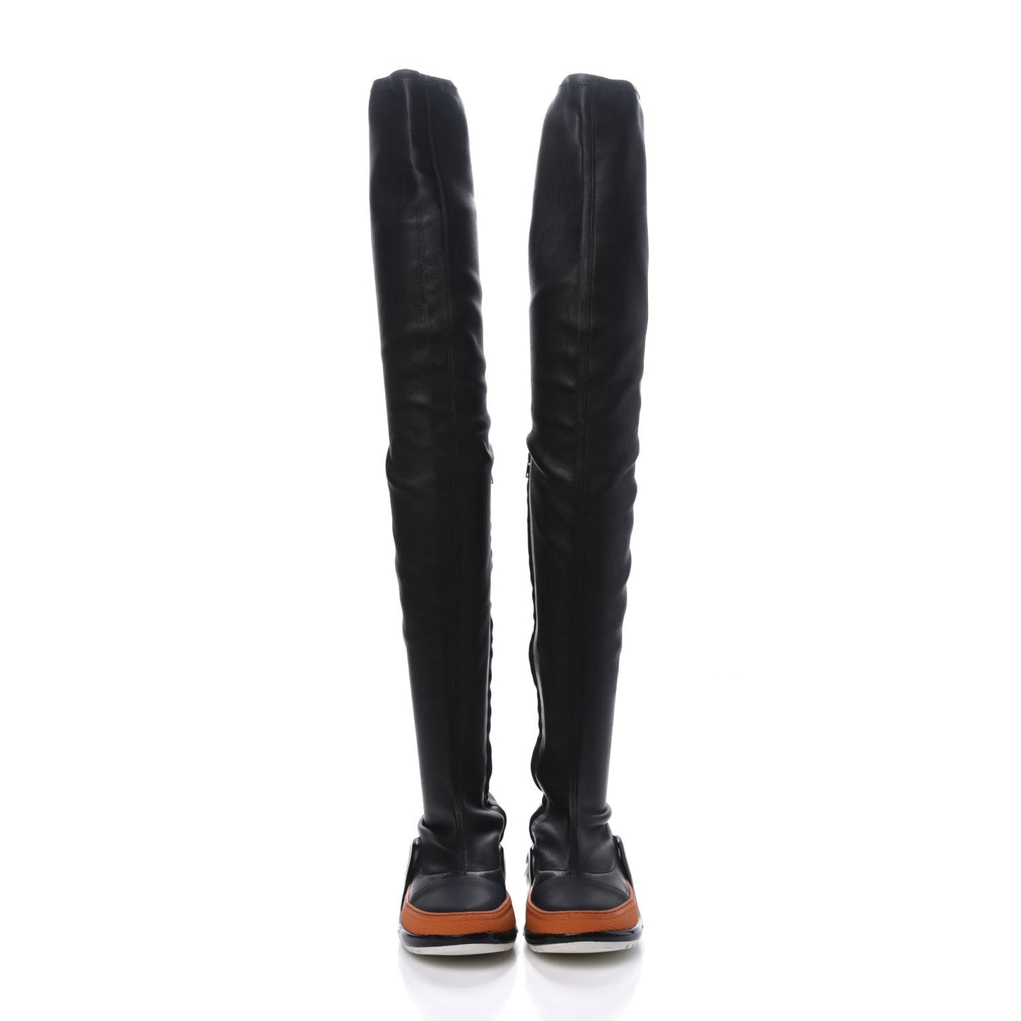 Lambskin LV Archlight Flat Thigh Boots 38 Black Orange